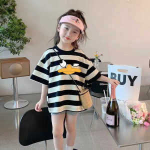 Casual การ์ตูนพิมพ์ลายเสื้อยืดเด็กแขนสั้นสไตล์ฤดูร้อนหลวม Fit สําหรับทั้งชายและหญิง