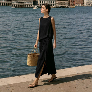 AMII | Leisure Style Vinegar Fiber Pleated Spliced Chiffon Dress