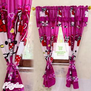 Gorden Hello kitty Jendela Pendek Serut Uk 100X150 CM