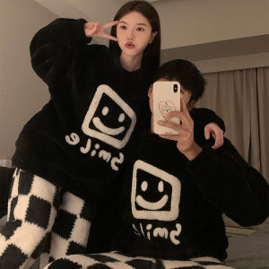 Couples Thickened Coral Fleece Pajamas Autumn Winter Style Mens Home Clothes Womens Sleepwear Long Sleeve Long Pants Home Clothes