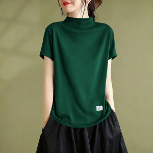 เสื้อยืดคอกลมแขนสั้นหลวมๆ สำหรับผู้หญิงในช่วงฤดูร้อน ทรงหลวมๆ สไตล์ลำลอง คอกลม แขนสั้น ทรงหลวมๆ สำหรับผู้หญิง