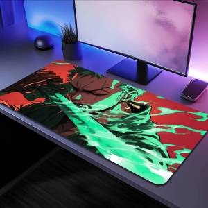 Bandai | Desk Mat Keyboard Ergonomic ONE PIECE Roronoa Zoro Anime Mousepad Large Office Rubber PC Non-slip Anti-fray Home Custom Game