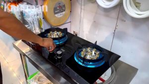 Tempered Glass Gas Stove Dapur Gas Clad Double Nine-Chamber Fierce Flame Cooker With Flame Failure