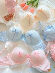 เซ็กซี่ลูกไม้ Bras และชุดชั้นในชุดสําหรับหญิงสาวที่ถอดออกได้สายรัดไหล่คู่ผ้าไนลอนไม่มีแหวนเหล็กฤดูร้อนบางถ้วย Bra