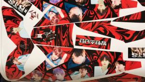 Decal Stiker Beat Karbu motif BTS hitam merah setiker custome animasi