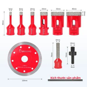 Đầu Khoan Kim Cương Khô Để Cắt Mài Gạch Men Đầu Mở Ren M14 Thích Hợp Cho Đá Granite Đá Marble Và Các Loại Gạch Khác