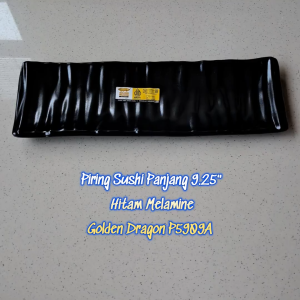 Piring Sushi Panjang 9.25" Hitam Melamine - Golden Dragon P5909A
