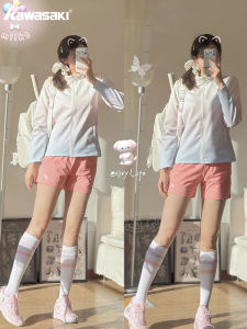 Kawasaki Long Sleeve Gradient Color Windproof Badminton Sports Wear & Couple Tennis Outfit: Anti-Wind Sports Apparel for Couples