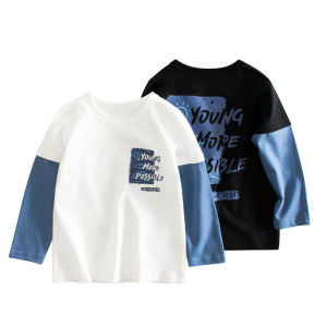 Korean Style Long Sleeve Cotton T-Shirt for Kids Print Design Base Layer Shirt Boys Girls Spring Autumn Pure Cotton Bottoming