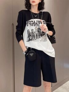 เสื้อสเวตเตอร์แขนยาวผู้หญิงไซส์ใหญ่ฤดูใบไม้ร่วงใหม่ ทรงหลวม ทรงเข้ารูป ดีไซน์สองชิ้น เสื้อผ้าทำงานสไตล์เกาหลี