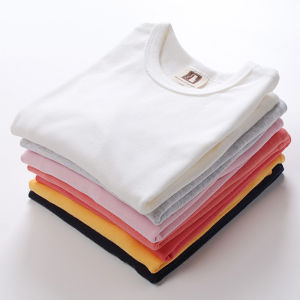 Childrens Bottoming Shirt Spring and Autumn Childrens Clothing Boys and Girls White Top Baby round Neck Solid Color Long Sleeve T-shirt Thin