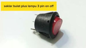 Saklar Bulat Plus Lampu 3 Pin / Rocker Switch Bulat Merah 3pin plus Lampu