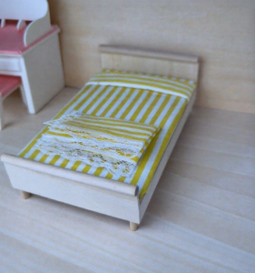 Childrens Playset Accessory Mini Wooden Bed