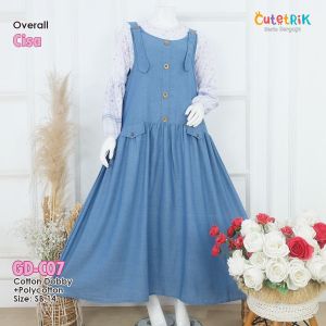 OVERALL KOREAN KIDS AND TEEN SERIES !! BAJU MUSLIM ANAK DAN REMAJA OVERALL DRESS CASUAL SIMPEL CANTIK CISA BY CUTETRIK BAJU MUSLIM ANAK PEREMPUAN WARNA BIRU DENIM