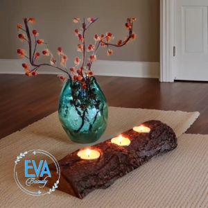 Chân Để 3 Nến Gỗ Thân Cây Tự Nhiên Rustic Wood Candle 3 Holders