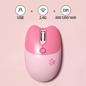 Mofii Cute Cat 2.4G Wireless Mouse USB Receiver Plug and Play 3 Adjustable DPI Compatible with LaptopPC Computer
