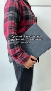 Zippered 15 Key Leather Organizer with Cards Holder