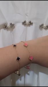 Gelang Tangan Wanita Titanium Original Clover Rose Gold
