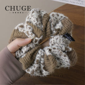 ริบบิ้นผมถักนิตติ้งฤดูใบไม้ร่วง/ฤดูหนาว สีบล็อก หรูหรา แฟชั่น ดูสง่างาม ริบบิ้นผม ริบบิ้นผมหางม้า ตกแต่งผม ประดับผม ริบบิ้นผมสีบล็อก