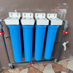 Water Filtration System Top Selling 4 Stages 20" Slim Type Refillable Deepwell Premium Set Up Complete Set with Gray UPVC By-Pass with 1 Washable Filter 1 Sediment Filters and 1 Carbon Block 1 Refillable Water Softener Different Variation