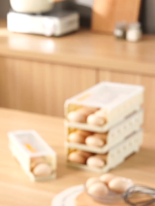 【SG Seller】 Egg Storage Organizer Refrigerator Egg Storage Box Automatic Scrolling Egg Rack Large Capacity Egg Basket