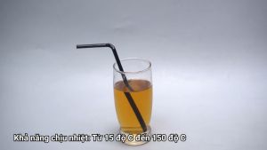 500 Ống hút cong nhựa PP màu đen phi 6mm dài 19.5cm dẻo dai an toàn không độc hại thiết kế nhỏ nhắn xinh xắn