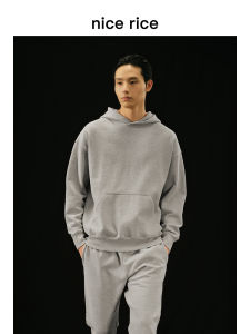 เสื้อสเวตเตอร์คอกลมแขนยาวผ้าฝ้ายสไตล์ลำลองคลาสสิก Nice Rice R Series 500 กรัม เสื้อคลุมกันหนาวแบบสวมหัวสำหรับเยาวชน