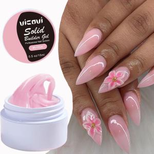 15ml Pink Non Stick Hand Carved Gel Nail Polish 3D Shaping Craving Flower Solid Nails Extension Gel Polish Manicure DIY Design 1