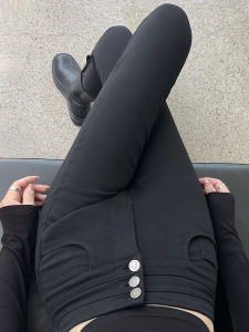 Black High-Waist Slimming Leggings Womens Spring Autumn Elastic Magic Small Black Pants Long Pants Thin Nylon Spandex Blend