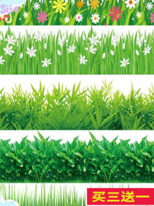 Green Wall Stickers Waterproof Bathroom Decorative Waistline Adhesive Vinyl Modern Simplicity Plant Floral for Toilet Decoration