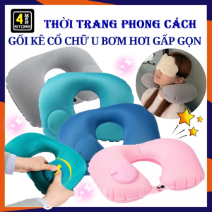 Gối Kê Cổ Chữ U - Gối Ngủ  Gối Bơm Hơi Tự Động Tựa Cổ Chống Đau Mỏi Vai Gáy Mang Du Lịch Gấp Gọn / Gối Du Lịch Hình Chữ U
