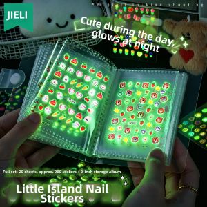 JIELI | Glow In Dark 5D Embossed Waterproof Self-Adhesive Children Nail Stickers