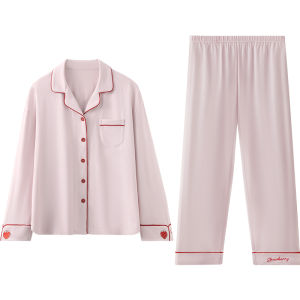 Hodo | Hodo Soft Cotton Pajamas Womens Spring Autumn Lightweight Long Sleeve Home Clothes Set Strawberry Sweet Simple Style