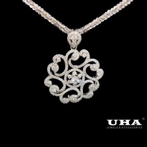 M1464 Mặt và dây chuyền nữ đính đá CZ cao cấp sáng lấp lánh UHA