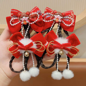 New Year Girls Hair Accessories Braided Fake Hair Tassel Hairpins Cute Ancient Chinese Style Baby Headwear Festive Accessories