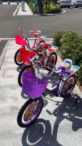 เสื้อผ้าจักรยานเด็ก 16 นิ้ว ล้อข้างมีไฟ ยางเติมลม เหล็ก มีตะกร้าไห้ เหมาะสมกับเด็ก 3-6 ปี