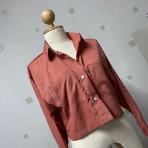 เสื้อครอปเชิ้ต คอปก เสื้อแขนยาว ผ้าฝ้ายใส่สบาย🍃 เสื้อครอปแฟชั่น ใส่เที่ยวใส่ทำงานได้