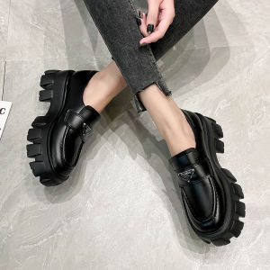2025 Spring Autumn New Style Thick Bottom Platform Loafers Womens Shoes British College Style Leather Slip-On Casual Shoes