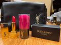 Bộ trang điểm Ysl mini gồm 3 món (ví + son + cọ trang điểm). 
