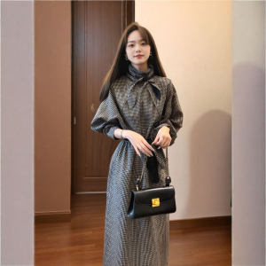 CHANGTONG | French Style Casual Vintage Cinched Waist Dress