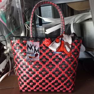 Nkym bayong bags trixie red pink black floral tote hand woven bayong bags modern bayong bags Large and medium size