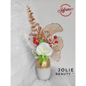 Paket Hemat Vas Keramik Dan Bunga Gold Estetik Aesthetic Dekorasi Hiasan Ruang Tamu Kamar Murah