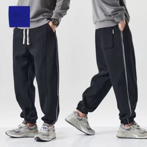 ROMON | Romon Mens Casual Loose Fit Elastic Waist Sweatpants Autumn Winter New Style Trendy Brand Heavyweight Cuffed Sports Long Trousers