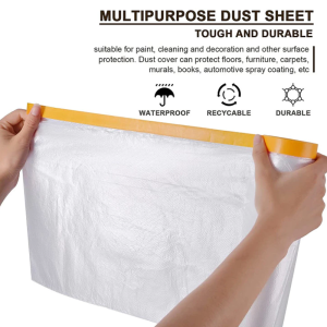 Multi-purpose Masking Film with Tape 55/110/180/280CM House Painting Protection Film Cover Furniture Dust Cover