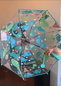 Children Transparent Umbrella 🦕 Manual Opening Payung Kaca Budak - 170T Plastic Cloth Anti-Scratch