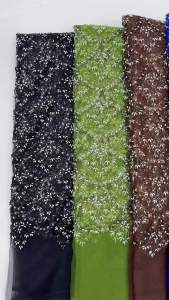Heavy African Beaded Lace 2026 High Quality Nigerian French Mesh Lace Fabric With Sequins For Wedding Party Dress Women