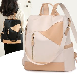 Patchwork Backpack Womens Contrast Color Nylon Shoulder Bag 2024 Spring New Arrival Student Multi-Purpose K-style Womens Backpack