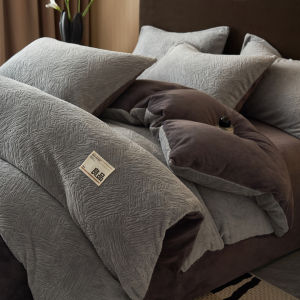 Violet | Baby Warm Thick Winter Textured Flower Milk Velvet Quilt Set 230g