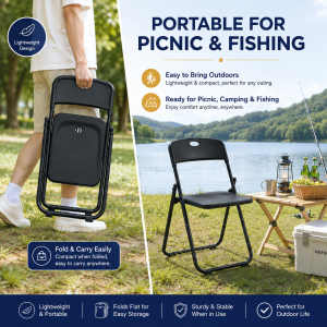 IAKE Foldable Chair Kerusi Lipat Portable Folding Chair Outdoor Camping Dining Study Conference Chair Lightweight 折叠椅