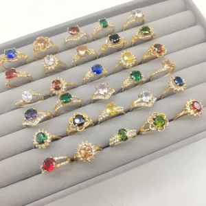 Bộ Nhẫn Zircon Nhiều Kiểu Dáng 20/50 Chiếc Dành Cho Nữ Màu Kẹo Ngọt Mặt Đá Tròn Lớn Nhẫn Cưới Cổ Điển Trang Sức Dự Tiệc Cho Nữ